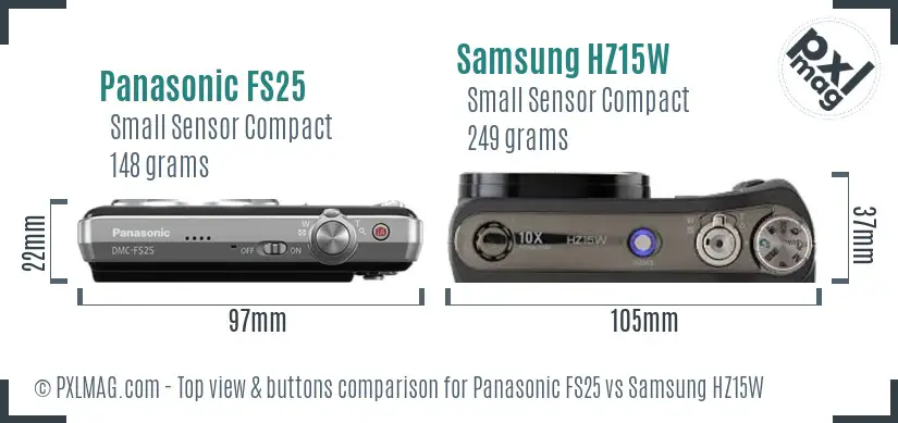 Panasonic FS25 vs Samsung HZ15W top view buttons comparison