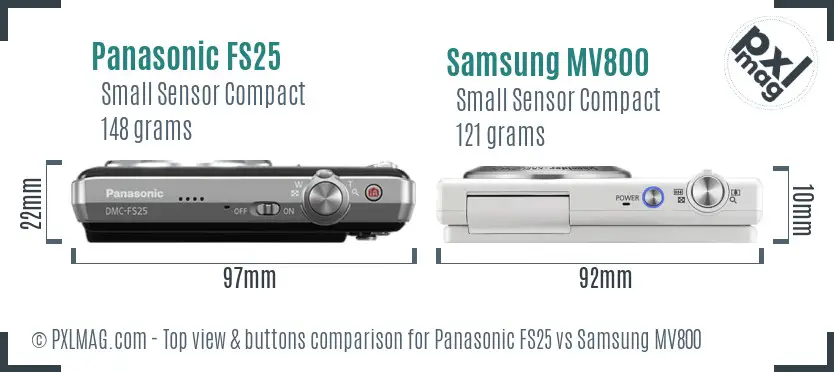 Panasonic FS25 vs Samsung MV800 top view buttons comparison