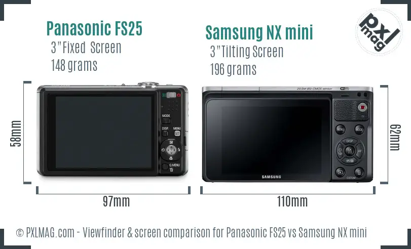 Panasonic FS25 vs Samsung NX mini Screen and Viewfinder comparison Panasonic FS25 vs Samsung NX mini Screen and Viewfinder comparison