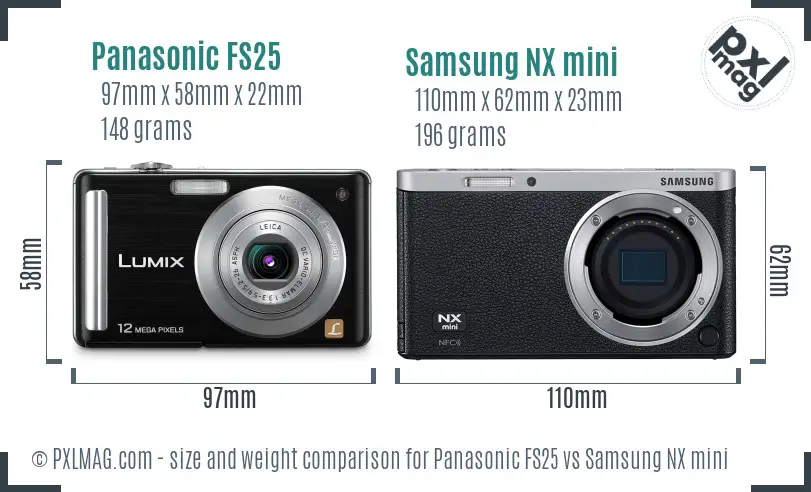 Panasonic FS25 vs Samsung NX mini size comparison Panasonic FS25 vs Samsung NX mini size comparison