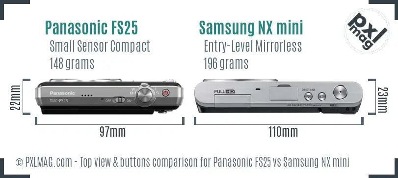 Panasonic FS25 vs Samsung NX mini top view buttons comparison Panasonic FS25 vs Samsung NX mini top view buttons comparison