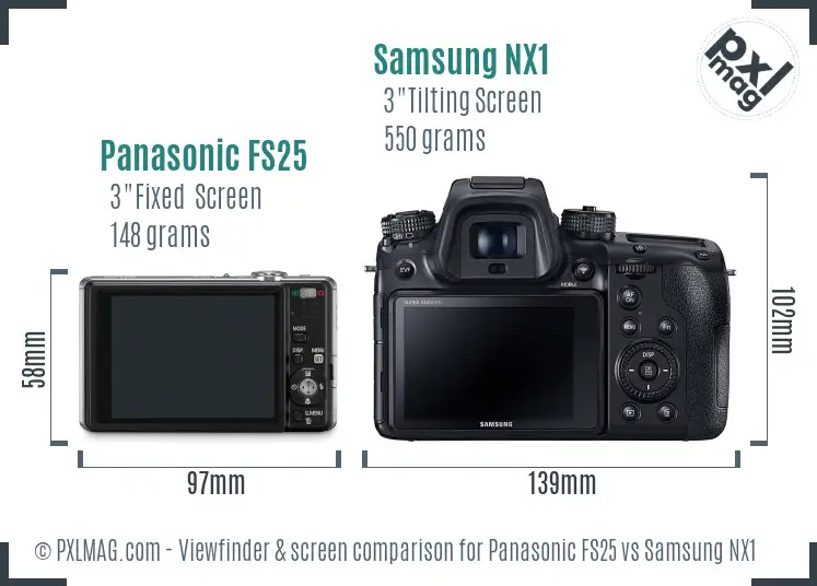 Panasonic FS25 vs Samsung NX1 Screen and Viewfinder comparison