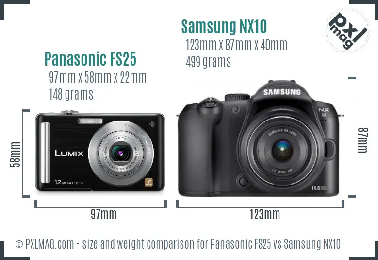 Panasonic FS25 vs Samsung NX10 size comparison