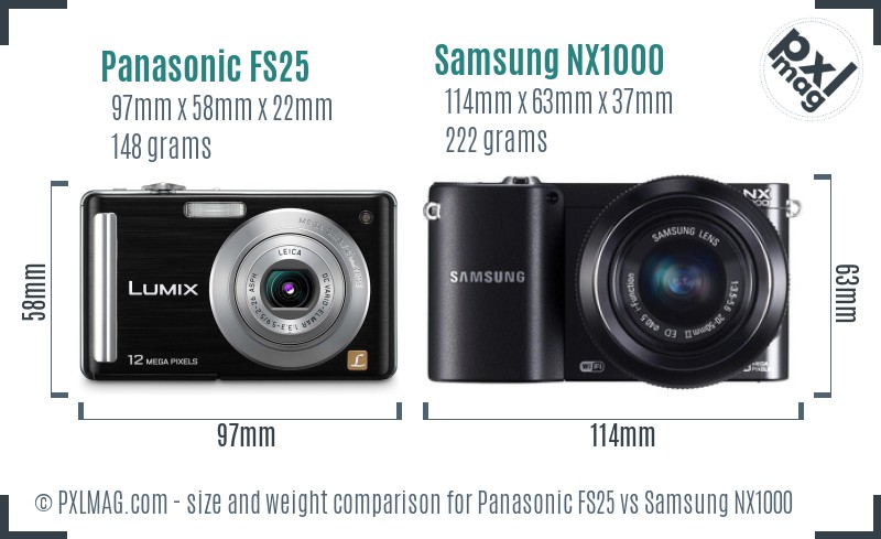 Panasonic FS25 vs Samsung NX1000 size comparison