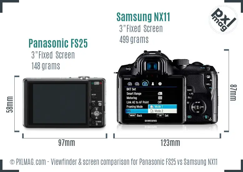 Panasonic FS25 vs Samsung NX11 Screen and Viewfinder comparison Panasonic FS25 vs Samsung NX11 Screen and Viewfinder comparison