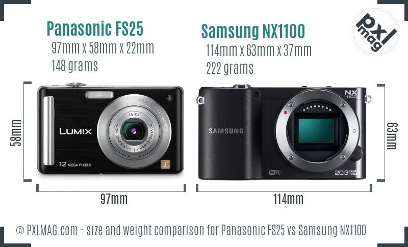 Panasonic FS25 vs Samsung NX1100 size comparison Panasonic FS25 vs Samsung NX1100 size comparison