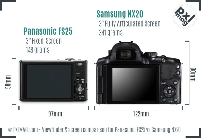 Panasonic FS25 vs Samsung NX20 Screen and Viewfinder comparison Panasonic FS25 vs Samsung NX20 Screen and Viewfinder comparison