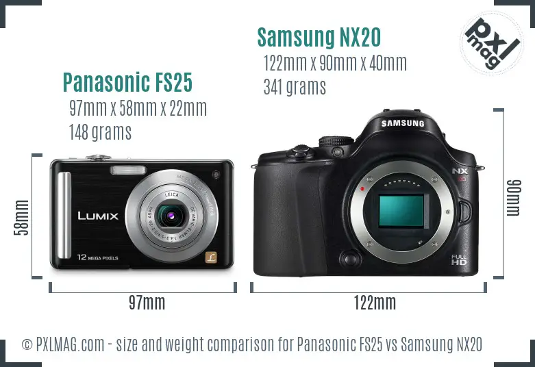 Panasonic FS25 vs Samsung NX20 size comparison Panasonic FS25 vs Samsung NX20 size comparison