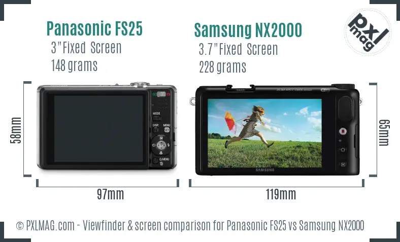 Panasonic FS25 vs Samsung NX2000 Screen and Viewfinder comparison Panasonic FS25 vs Samsung NX2000 Screen and Viewfinder comparison