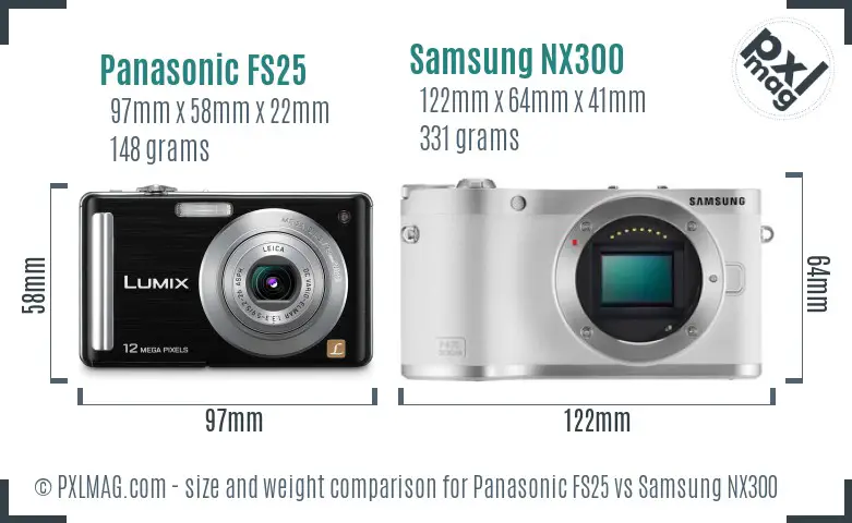 Panasonic FS25 vs Samsung NX300 size comparison