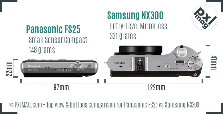 Panasonic FS25 vs Samsung NX300 top view buttons comparison