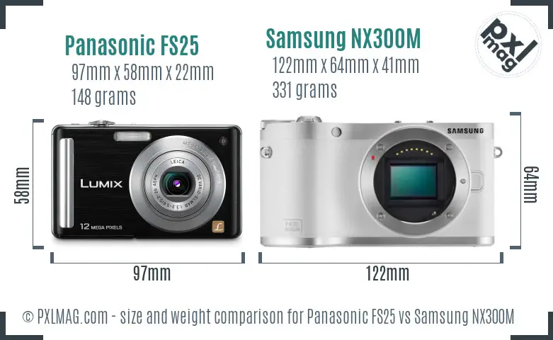 Panasonic FS25 vs Samsung NX300M size comparison