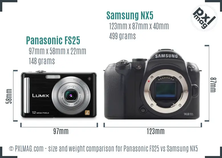Panasonic FS25 vs Samsung NX5 size comparison