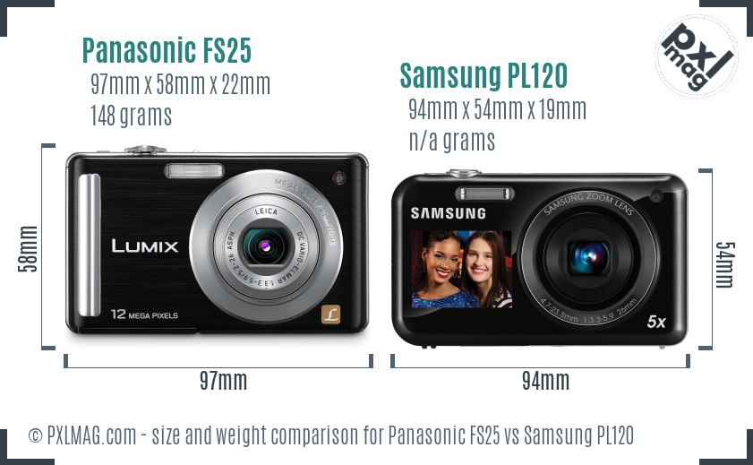 Panasonic FS25 vs Samsung PL120 size comparison
