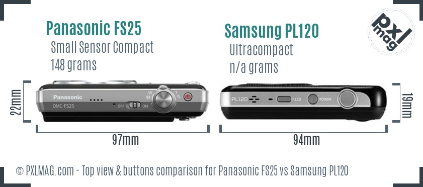 Panasonic FS25 vs Samsung PL120 top view buttons comparison