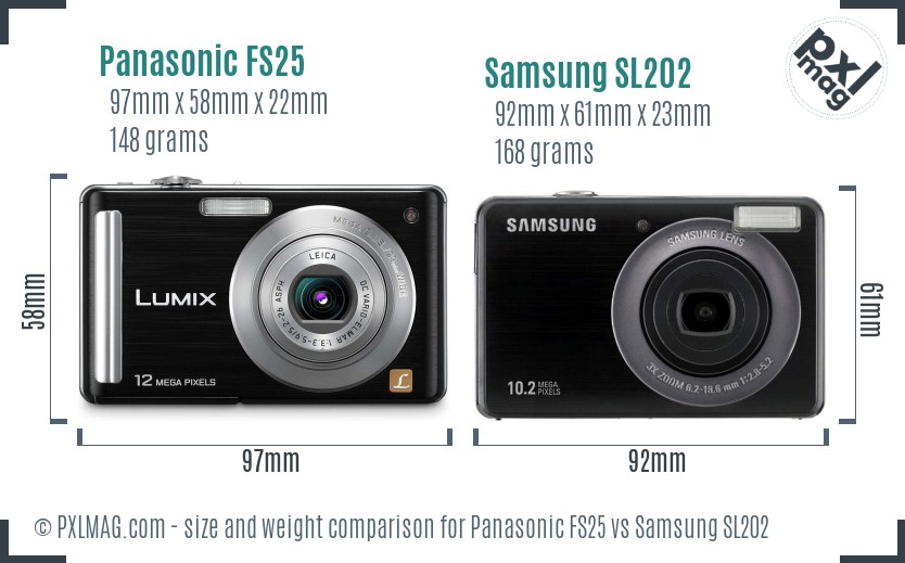 Panasonic FS25 vs Samsung SL202 size comparison Panasonic FS25 vs Samsung SL202 size comparison