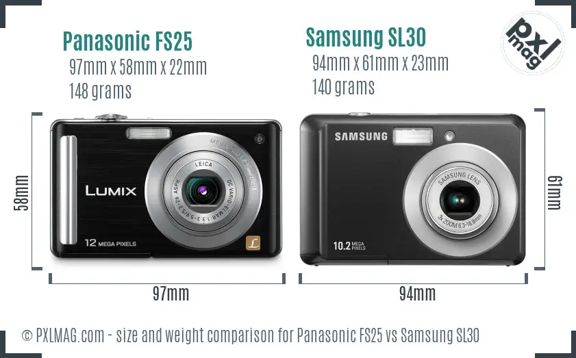 Panasonic FS25 vs Samsung SL30 size comparison Panasonic FS25 vs Samsung SL30 size comparison