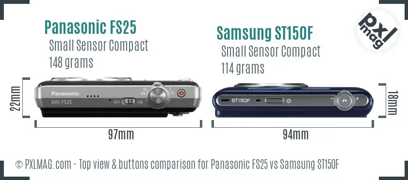 Panasonic FS25 vs Samsung ST150F top view buttons comparison