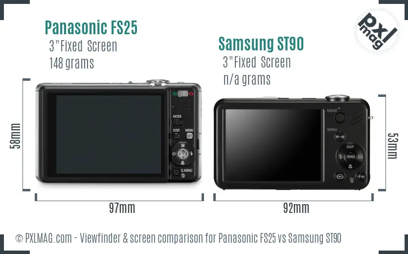 Panasonic FS25 vs Samsung ST90 Screen and Viewfinder comparison Panasonic FS25 vs Samsung ST90 Screen and Viewfinder comparison