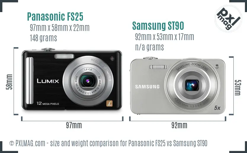 Panasonic FS25 vs Samsung ST90 size comparison Panasonic FS25 vs Samsung ST90 size comparison
