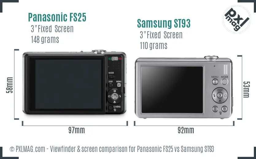 Back screen comparison Panasonic FS25 vs Samsung ST93