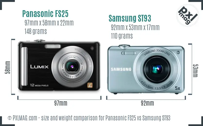 Size comparison between Panasonic FS25 and Samsung ST93