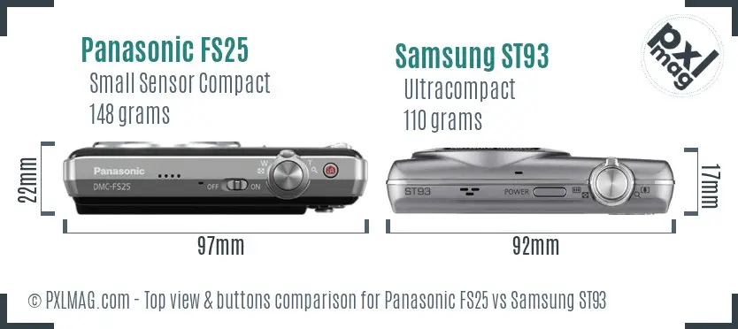 Top view: Panasonic FS25 vs Samsung ST93 control layout