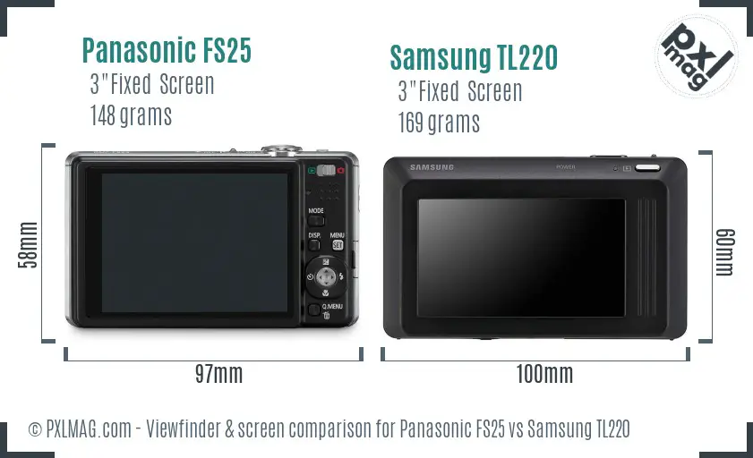 Panasonic FS25 vs Samsung TL220 Screen and Viewfinder comparison