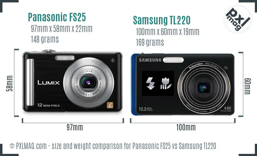 Panasonic FS25 vs Samsung TL220 size comparison
