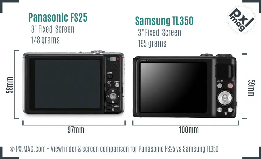 Panasonic FS25 vs Samsung TL350 Screen and Viewfinder comparison