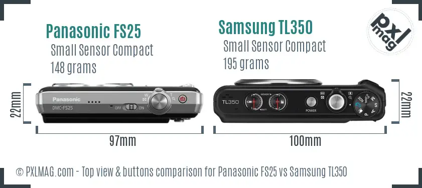 Panasonic FS25 vs Samsung TL350 top view buttons comparison