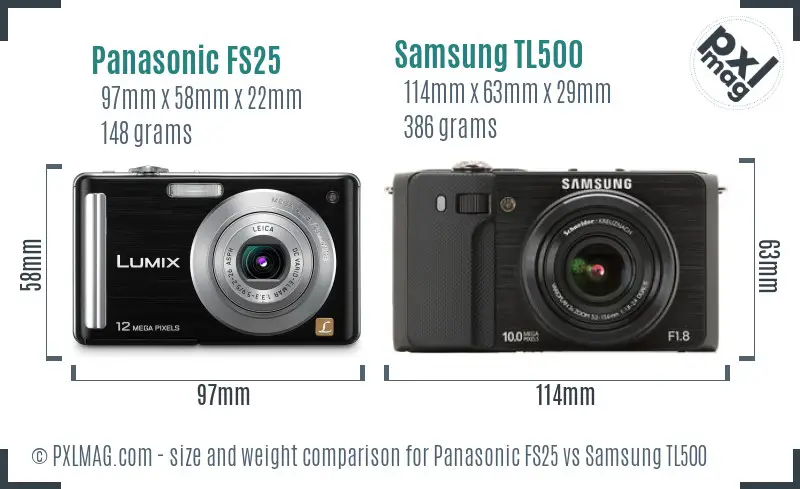 Panasonic FS25 vs Samsung TL500 size comparison