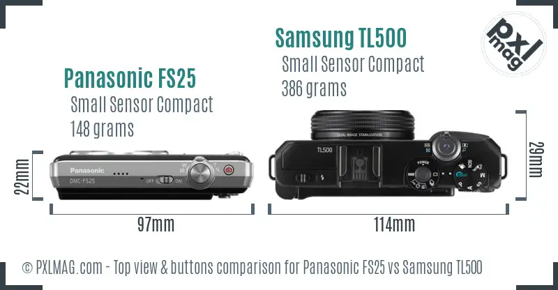 Panasonic FS25 vs Samsung TL500 top view buttons comparison