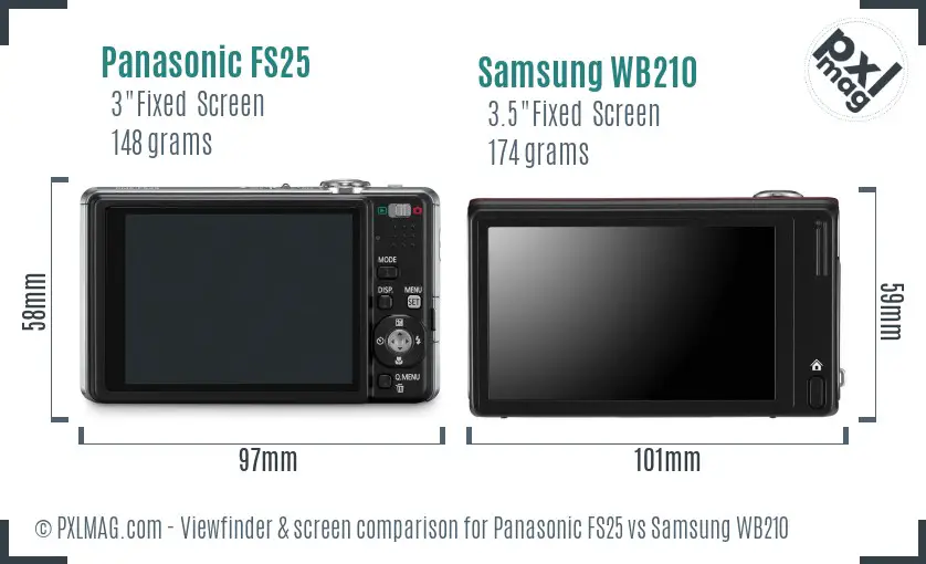 Panasonic FS25 vs Samsung WB210 Screen and Viewfinder comparison Panasonic FS25 vs Samsung WB210 Screen and Viewfinder comparison