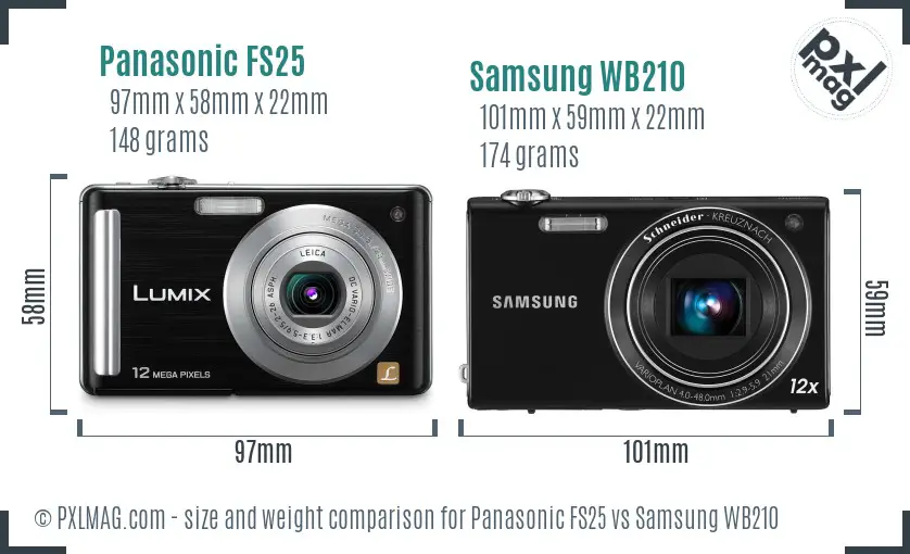 Panasonic FS25 vs Samsung WB210 size comparison Panasonic FS25 vs Samsung WB210 size comparison