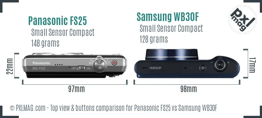 Panasonic FS25 vs Samsung WB30F top view buttons comparison