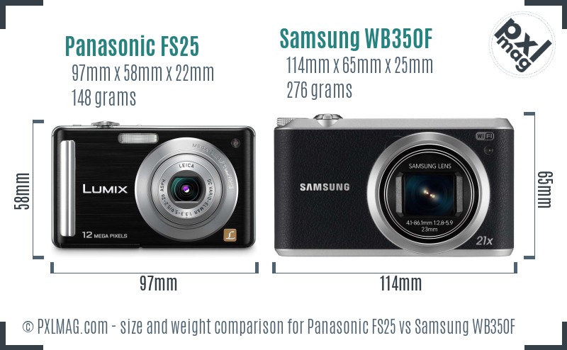 Panasonic FS25 vs Samsung WB350F size comparison Panasonic FS25 vs Samsung WB350F size comparison