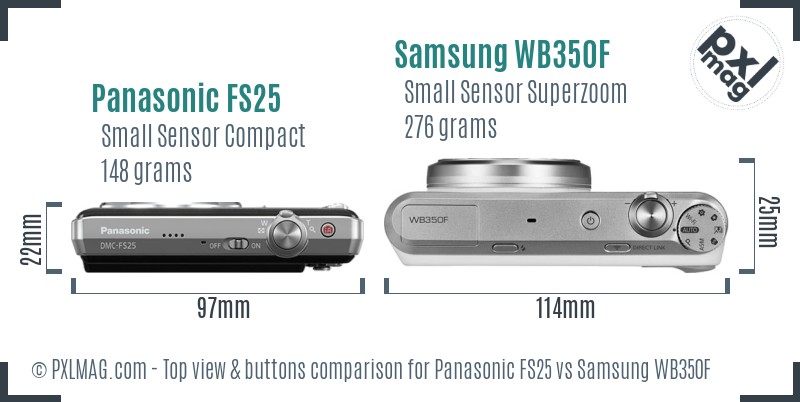 Panasonic FS25 vs Samsung WB350F top view buttons comparison