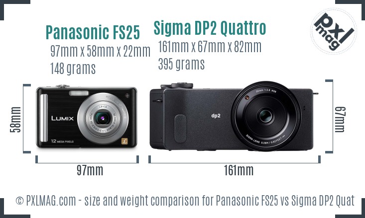 Panasonic FS25 vs Sigma DP2 Quattro size comparison Panasonic FS25 vs Sigma DP2 Quattro size comparison