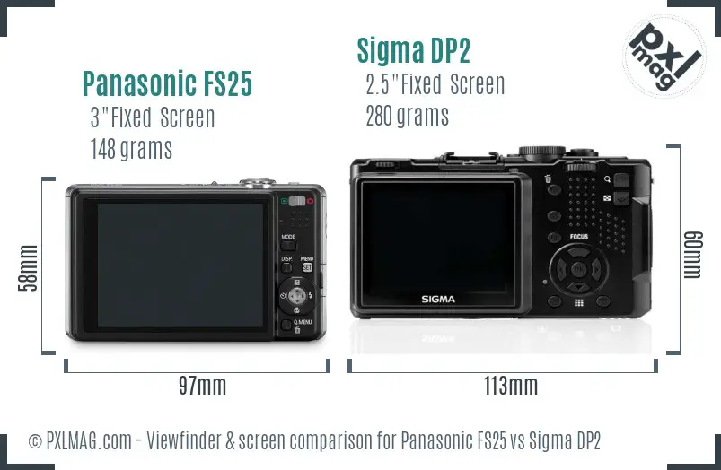 Panasonic FS25 vs Sigma DP2 Screen and Viewfinder comparison