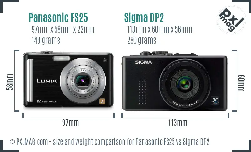Panasonic FS25 vs Sigma DP2 size comparison