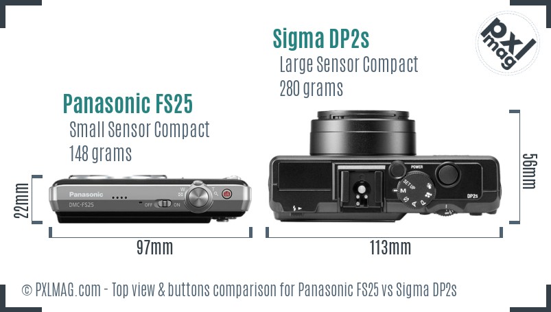 Panasonic FS25 vs Sigma DP2s top view buttons comparison