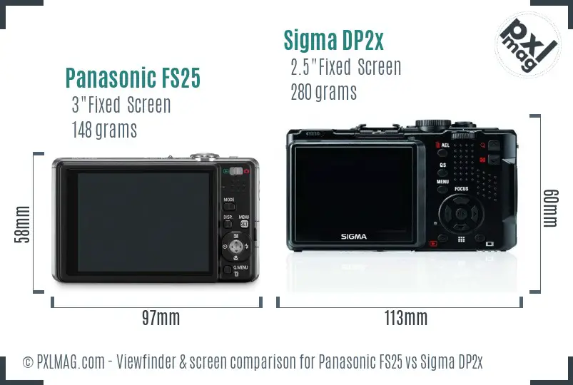 Panasonic FS25 vs Sigma DP2x Screen and Viewfinder comparison