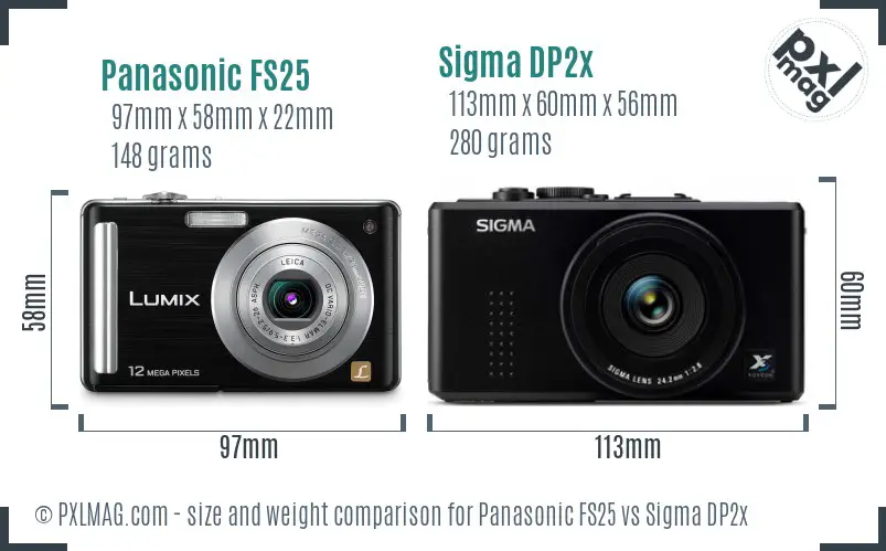 Panasonic FS25 vs Sigma DP2x size comparison