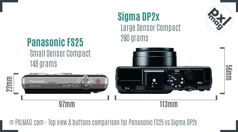 Panasonic FS25 vs Sigma DP2x top view buttons comparison