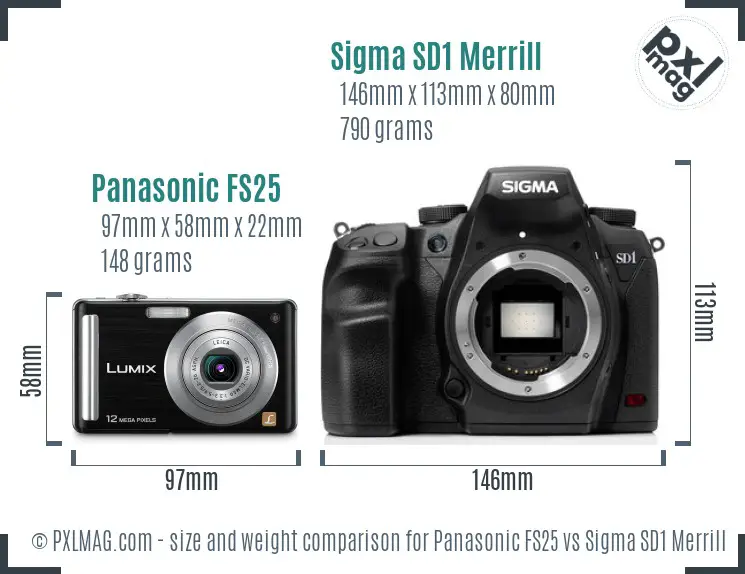 Panasonic FS25 vs Sigma SD1 Merrill size comparison Panasonic FS25 vs Sigma SD1 Merrill size comparison