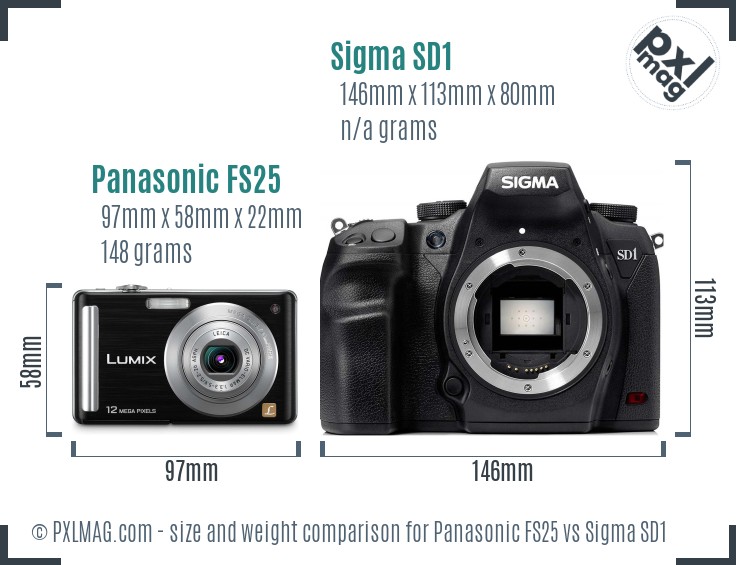 Panasonic FS25 vs Sigma SD1 size comparison
