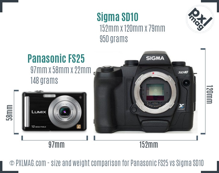 Panasonic FS25 vs Sigma SD10 size comparison