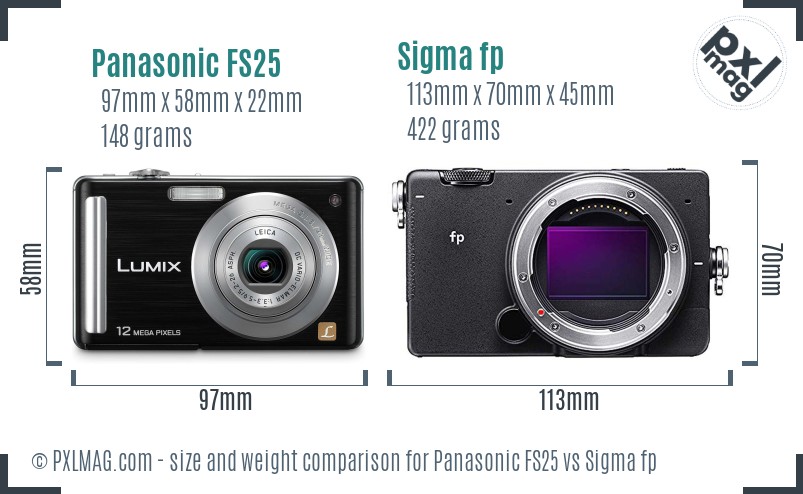 Panasonic FS25 vs Sigma fp size comparison