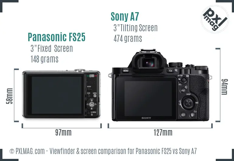 Panasonic FS25 vs Sony A7 Screen and Viewfinder comparison